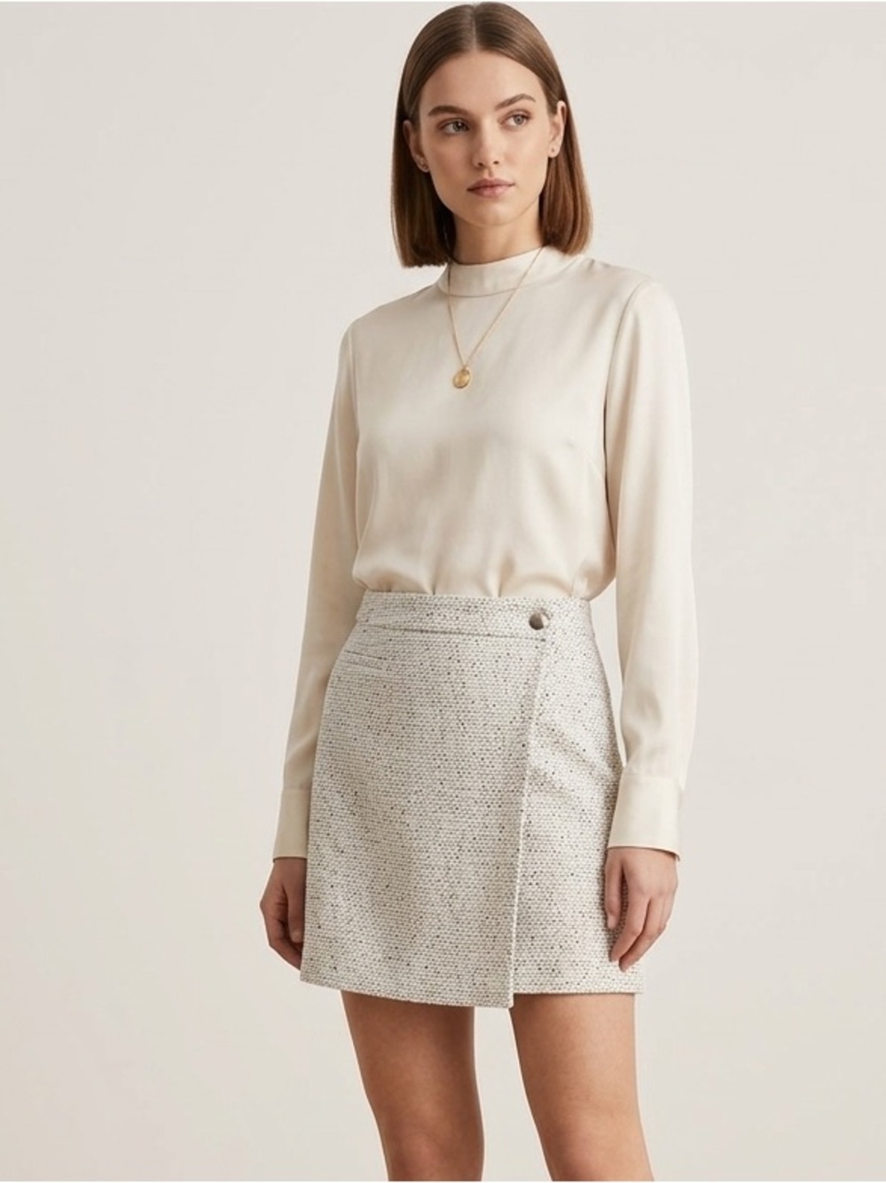 DKNY ivory tweed wrap skirt nwot